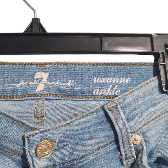 7 For All Mankind Roxanne Ankle Light Wash Raw Hem Jeans Size 29 - Picture 3 of 5